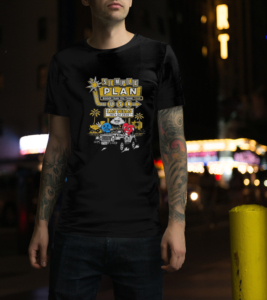 Simple Plan Bigger Than You Think Tour USA Las Vegas July 4 2026 Pearl Concert Theater Palms Casino Resort T-Shirt