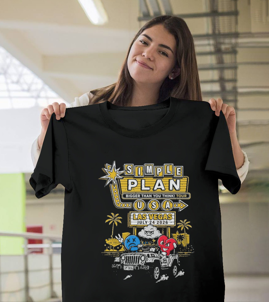 Simple Plan Bigger Than You Think Tour USA Las Vegas July 4 2026 Pearl Concert Theater Palms Casino Resort T-Shirt