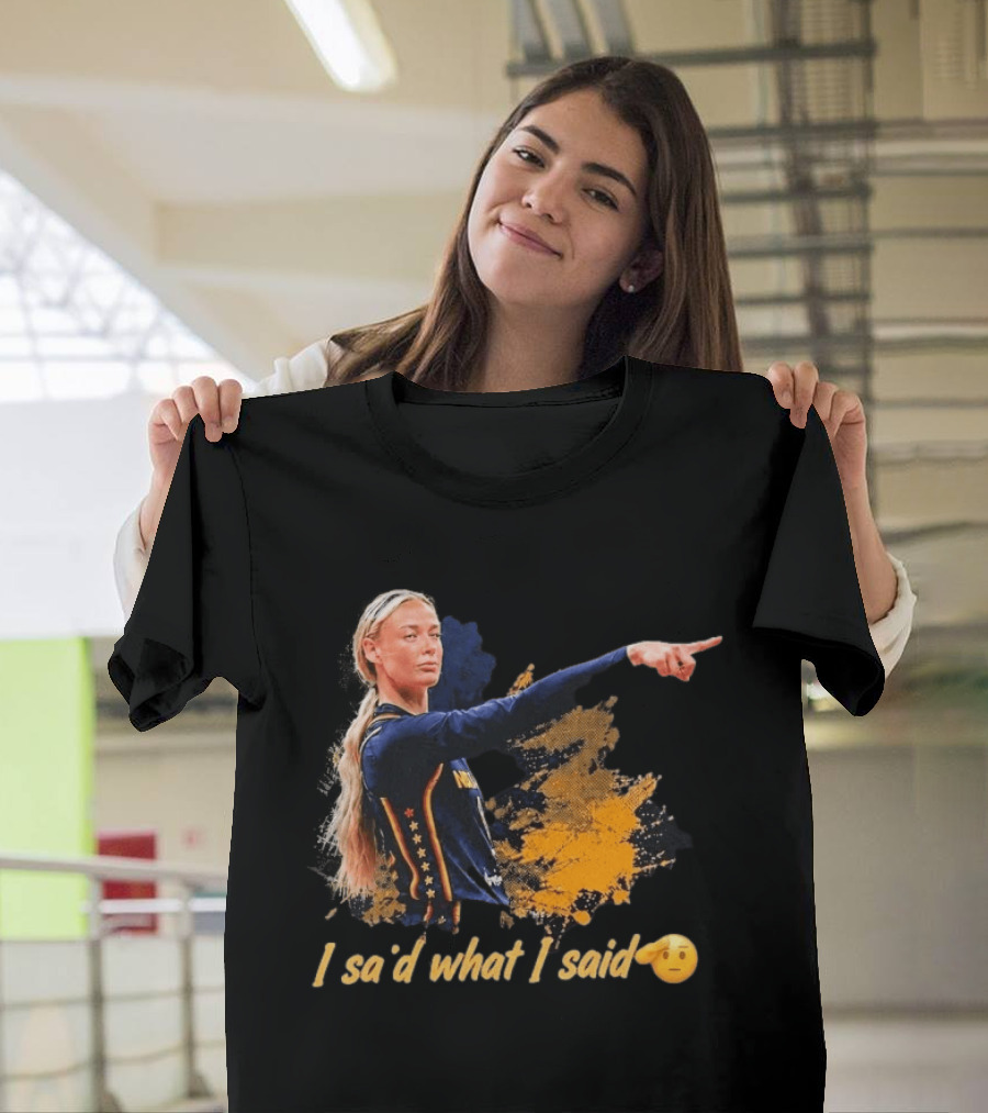 Sophie Cunningham I Said What I Said Yellow And Blue Basketball Emoji T-Shirt