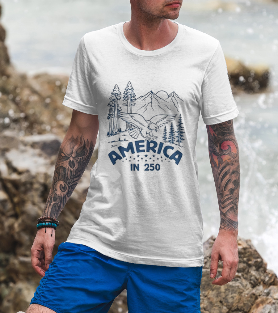 America In 250 Eagle Mountains Trees Nature T-Shirt