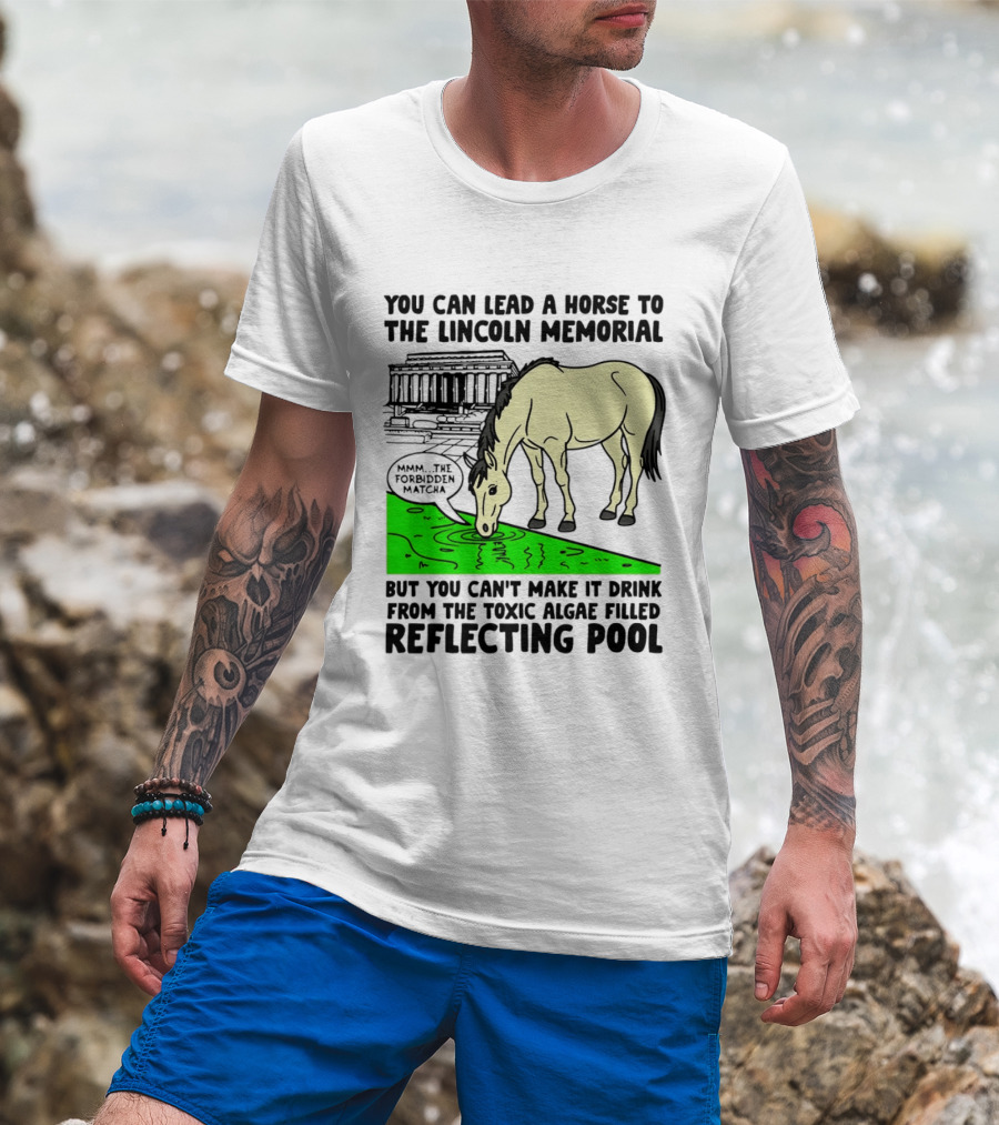 You Can Lead A Horse To The Lincoln Memorial Nnmm This Forbidden Matcha Toxic Algae Filled Reflecting Pool T-Shirt