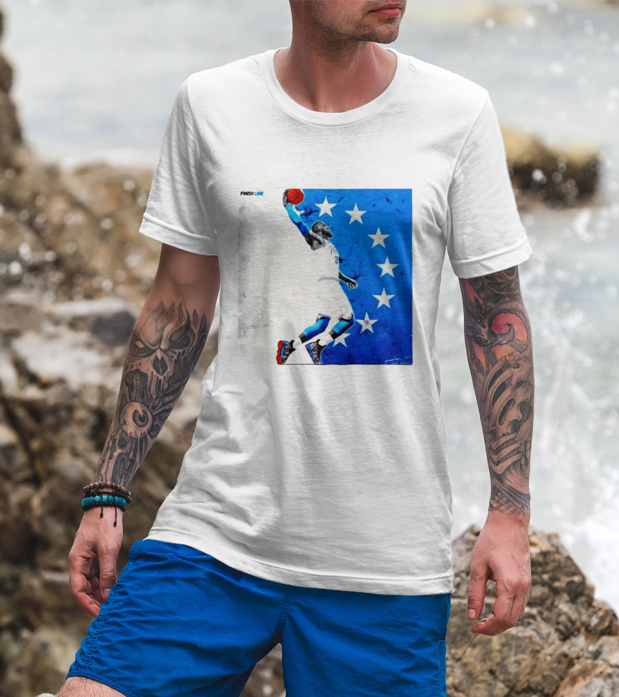 LeBron James Philadelphia 76ers Finish Line Stars Basketball Dunk T-Shirt