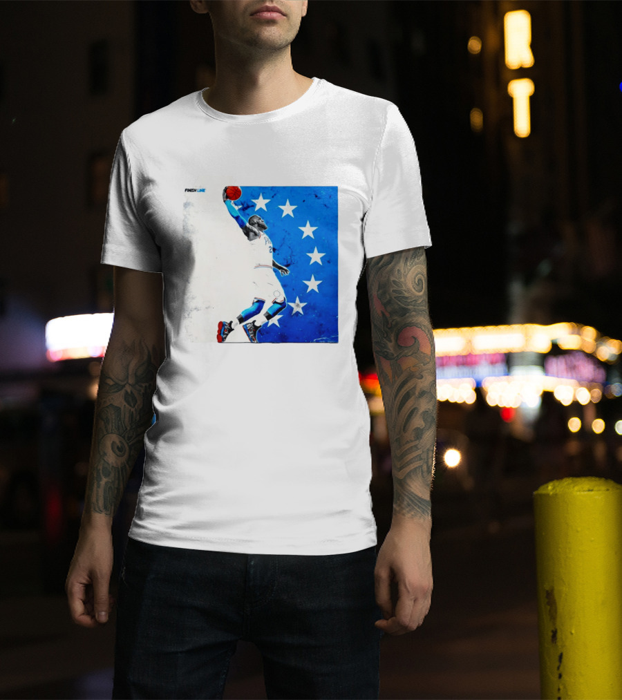 LeBron James Philadelphia 76ers Finish Line Stars Basketball Dunk T-Shirt