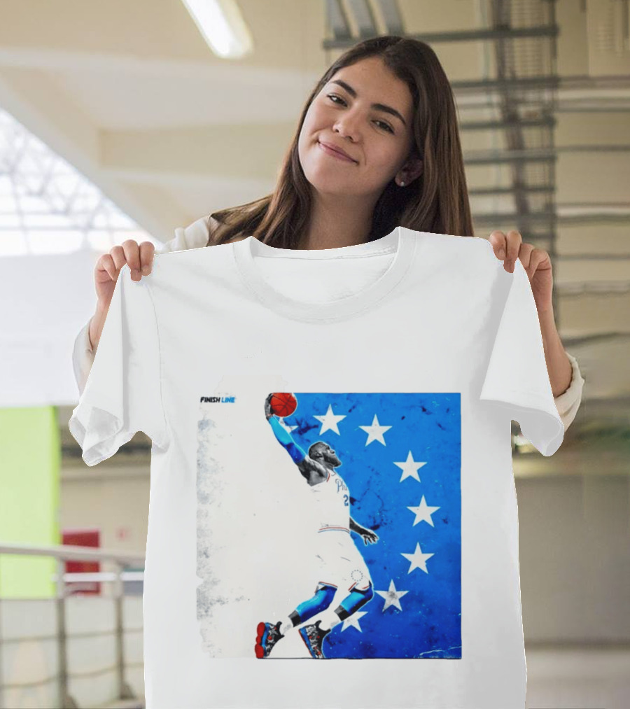 LeBron James Philadelphia 76ers Finish Line Stars Basketball Dunk T-Shirt