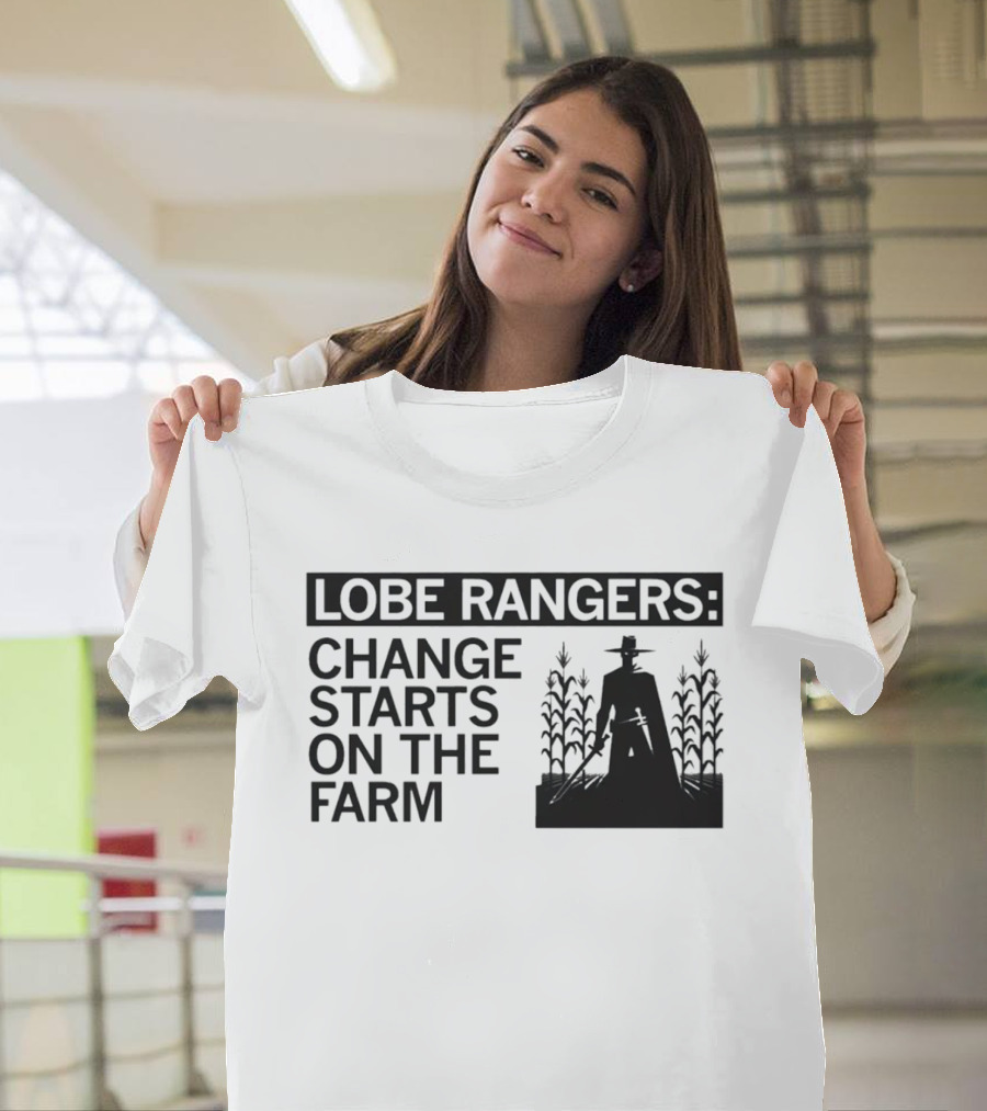 Lobe Rangers Change Starts On The Farm Cowboy Farmer Silhouette Cornfield T-Shirt