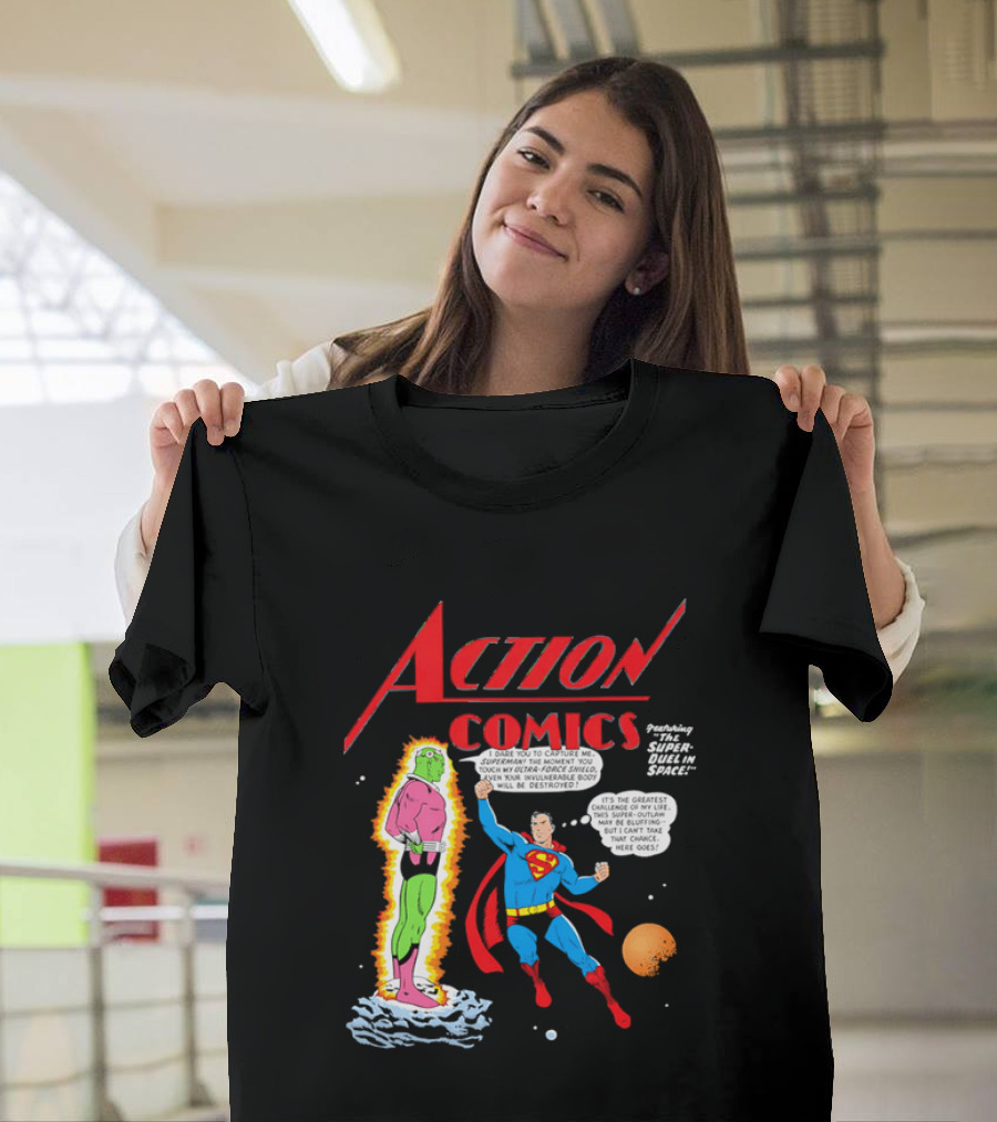Action Comics Superman I Dare You To Capture Me Super Duel In Space T-Shirt