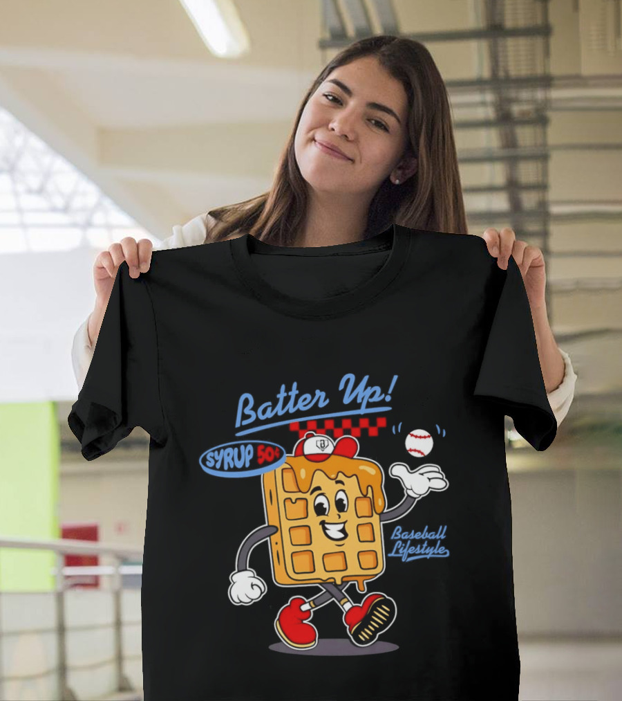 Batter Up Syrup Baseball Waffle Fun Sports Lifestyle T-Shirt
