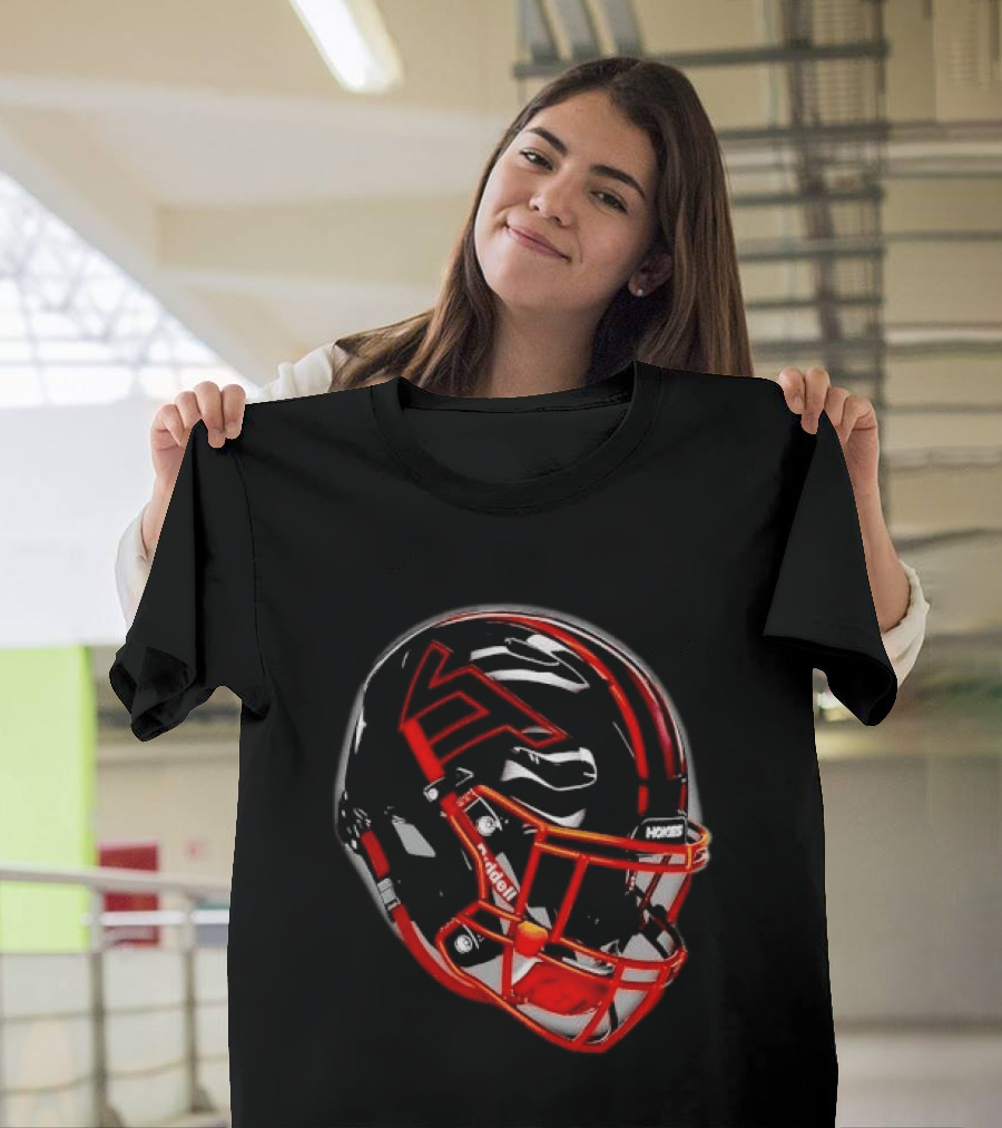 VT Hokies Black Orange Football Helmet Performance Sports Gear T-Shirt