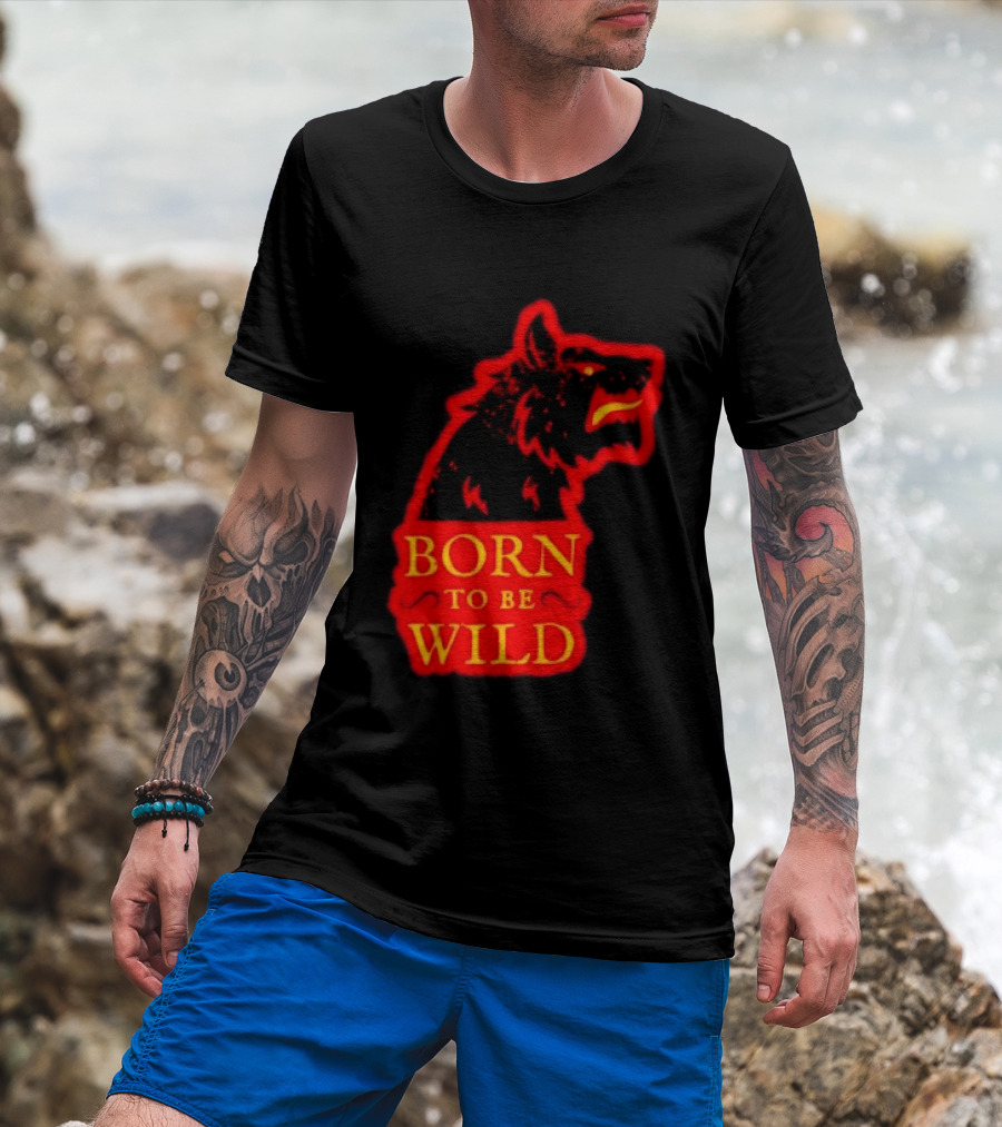 Born To Be Wild Wolf Silhouette Red T-Shirt