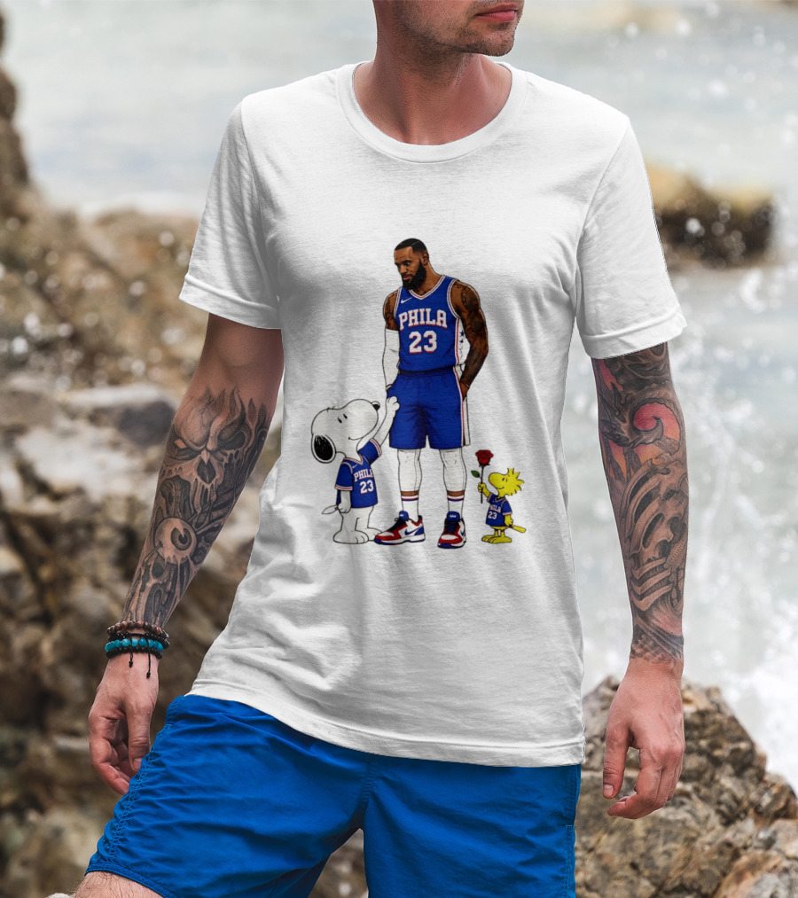 Philadelphia 76ers LeBron James With Snoopy And Woodstock 2026 T-Shirt