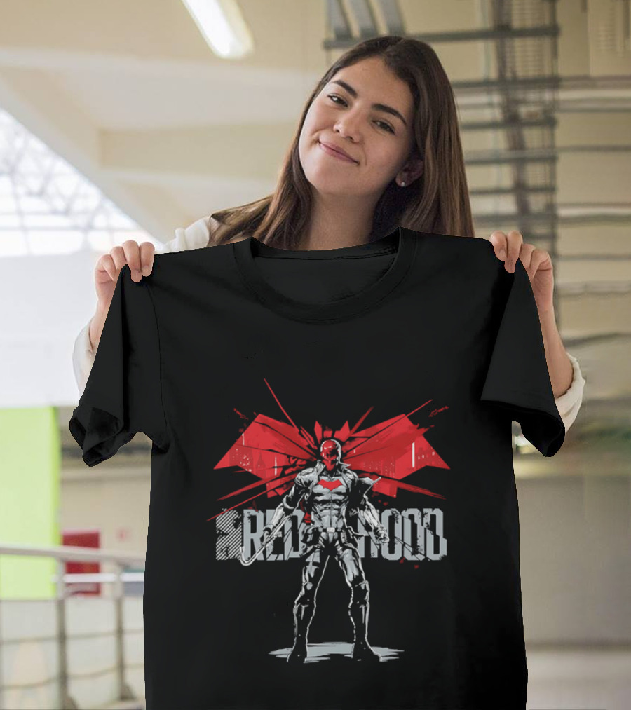 Red Hood Dynamic Vigilante Hero With Red Bat T-Shirt