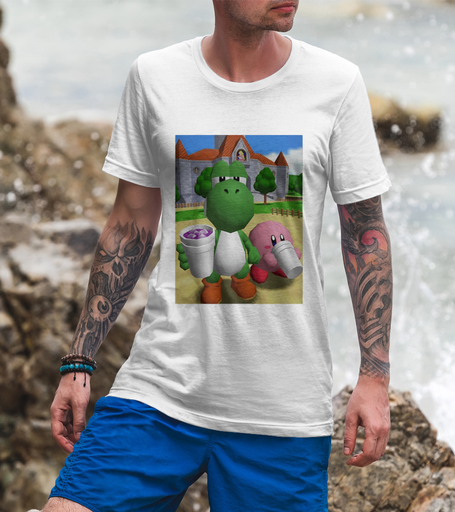 Yoshi Kirby Lean Purple Drink Castle Scene T-Shirt