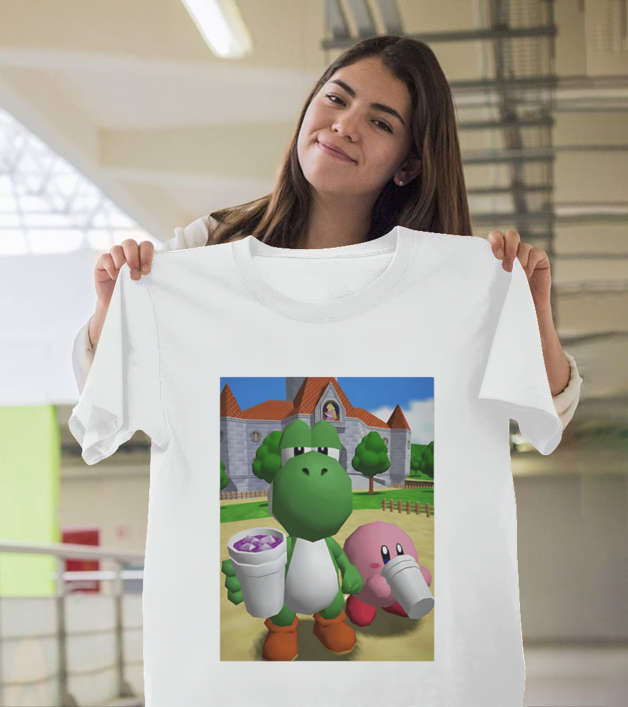 Yoshi Kirby Lean Purple Drink Castle Scene T-Shirt