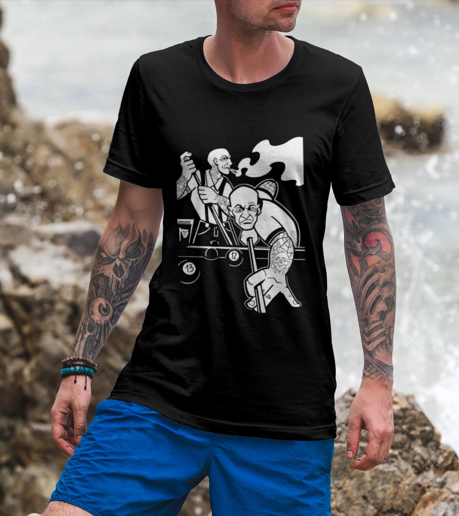 13 12 Tattooed Billiard Players Smoking Pool Game T-Shirt