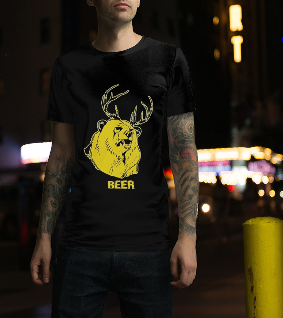 Beer Antlered Bear T-Shirt