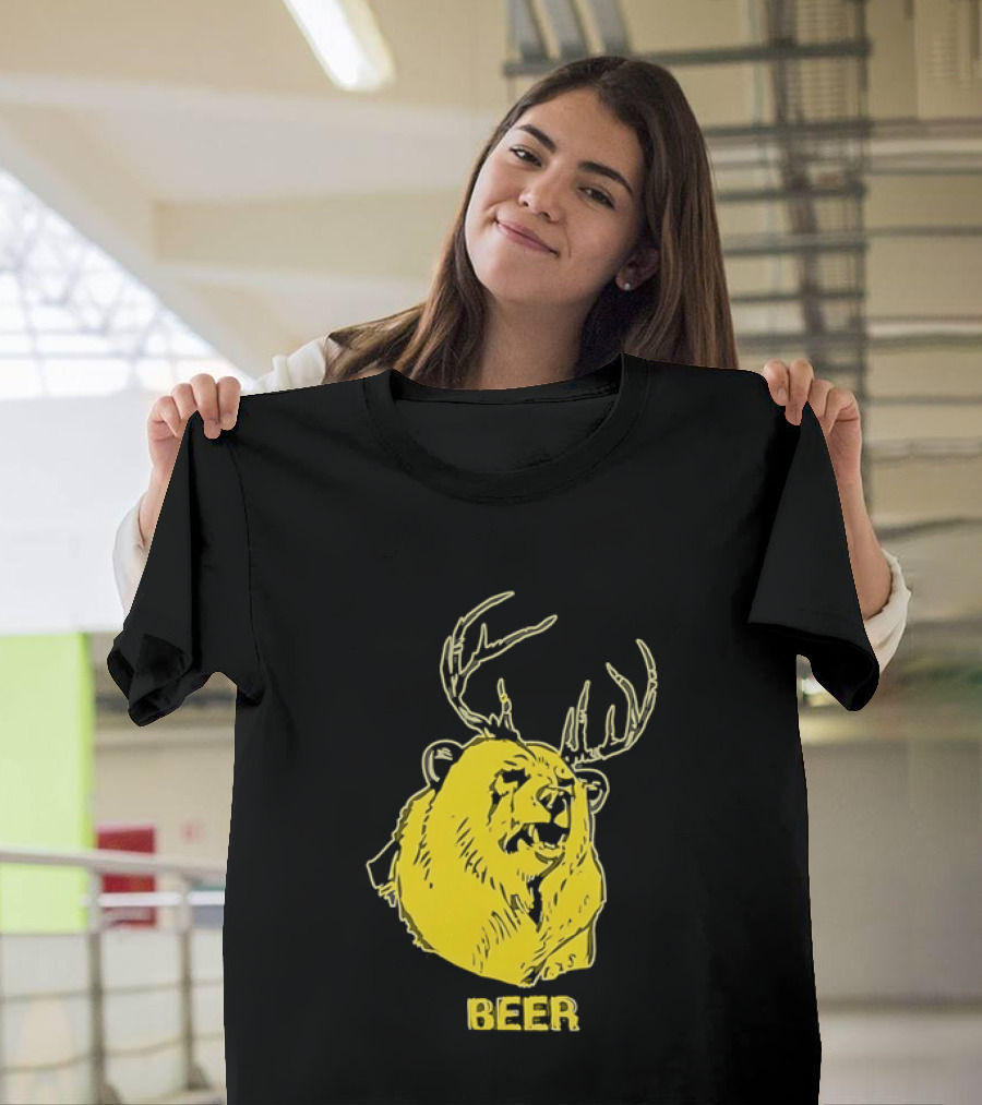 Beer Antlered Bear T-Shirt