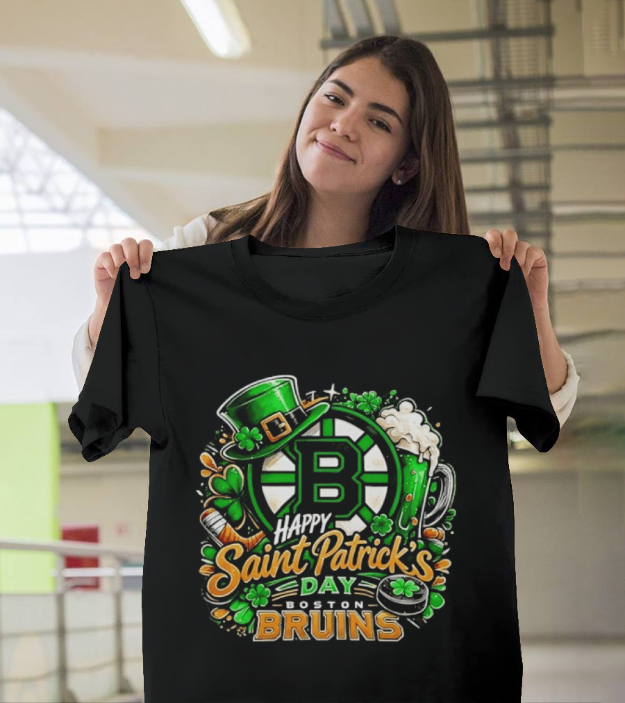 Boston Bruins St. Patrick's Day 2026 Celebration Hockey Team Florals T-Shirt