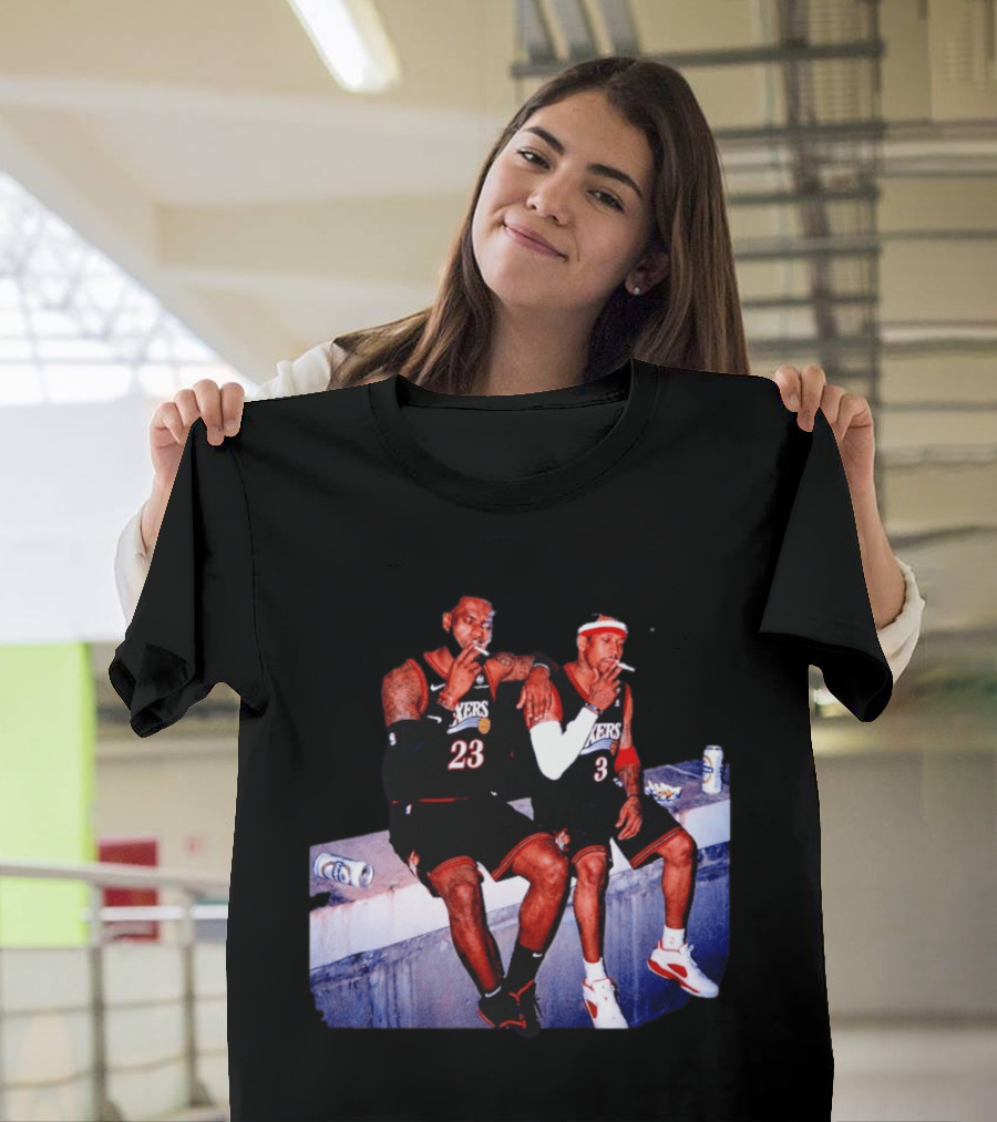 LeBron James Allen Iverson Smoking Philadelphia 76ers Skyline T-Shirt