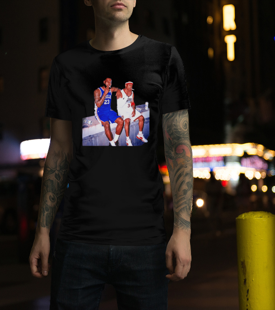 LeBron James Allen Iverson Philadelphia 76ers Smoking Scene Vintage NBA T-Shirt