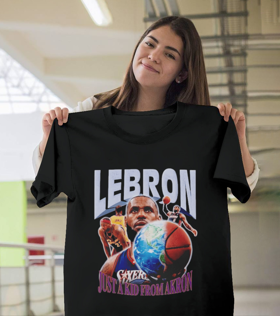 LeBron James Just A Kid From Akron Philadelphia 76ers T-Shirt