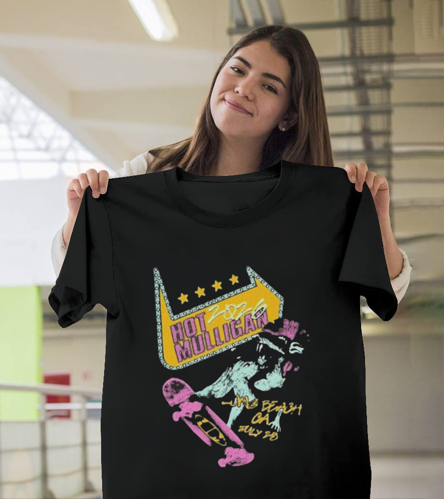 Hot Mulligan Long Beach CA 2026 Warped Tour July 25 Skateboarding Art With Stars T-Shirt