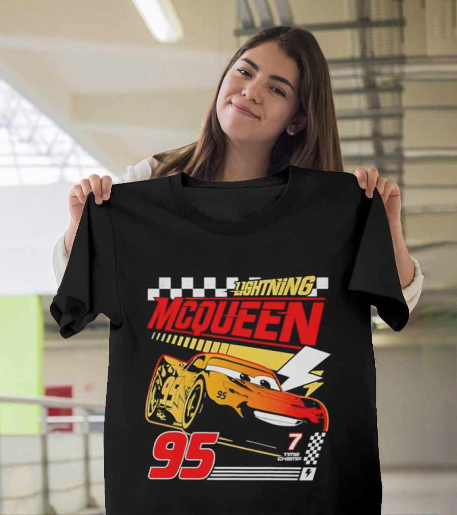 Lightning McQueen Racing 95 Champion Car Number 7 Lightning Bolt T-Shirt