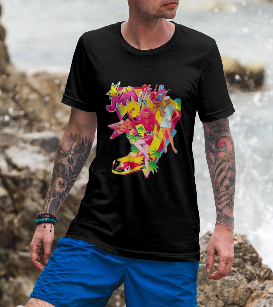 Jem 80s Cartoon Band Pop Music Star Singer Fashion Aesthetic Retro Characters T-Shirt