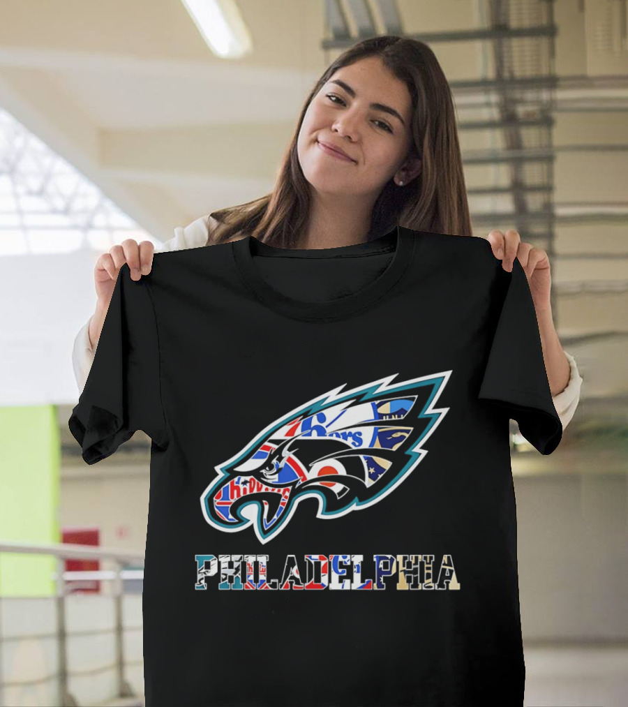 Philadelphia Eagles Phillies Flyers 76ers Team Mashup T-Shirt