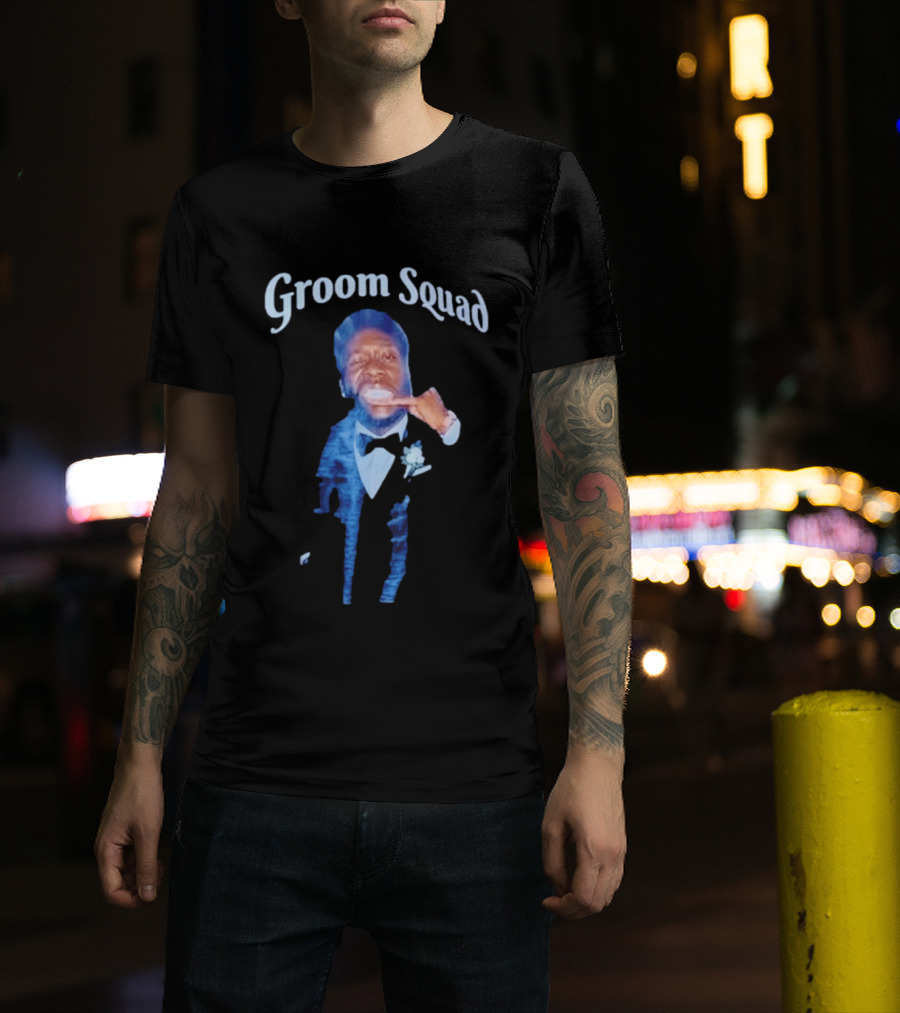 Groom Squad Tuxedo Finger Point Man T-Shirt