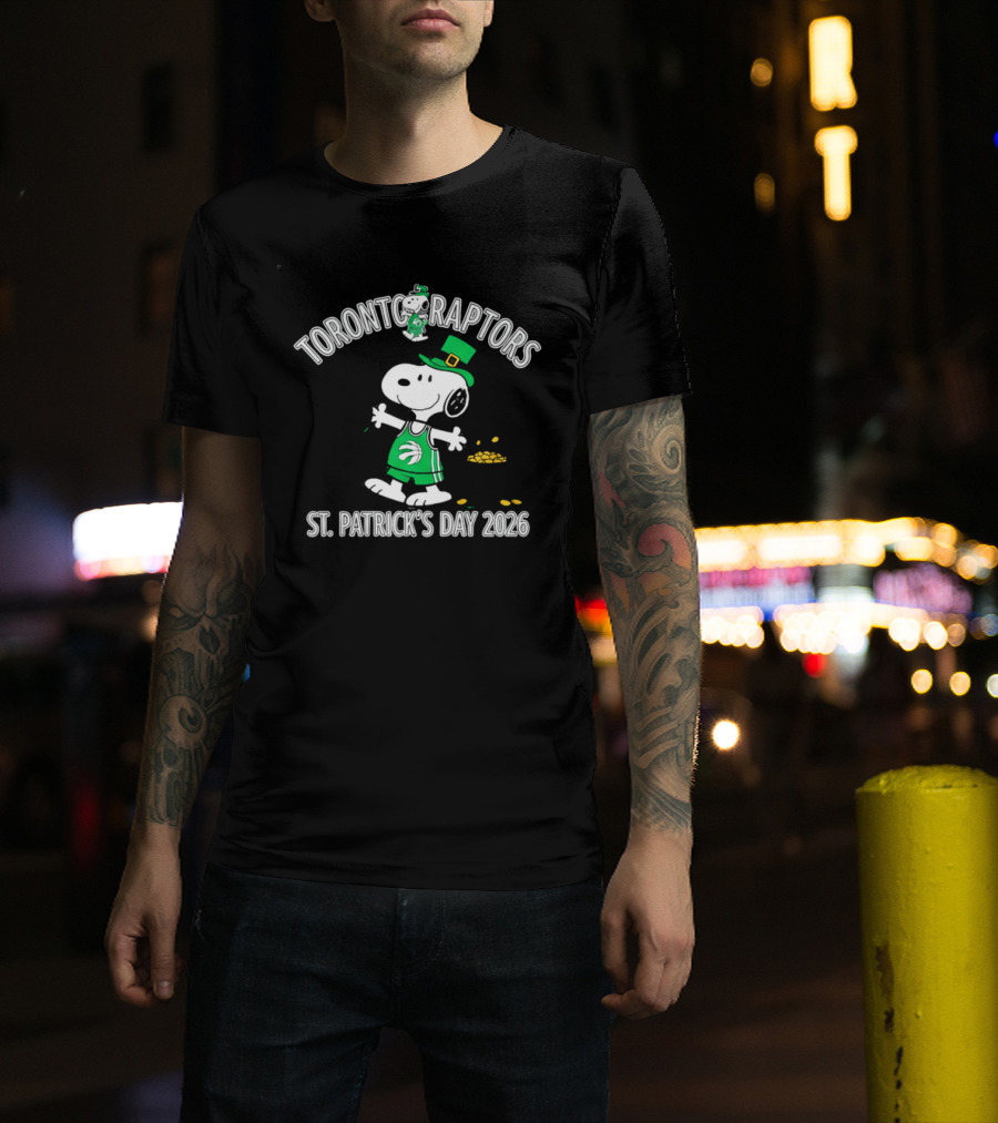 Toronto Raptors Snoopy St Patrick's Day 2026 Basketball Clover T-Shirt