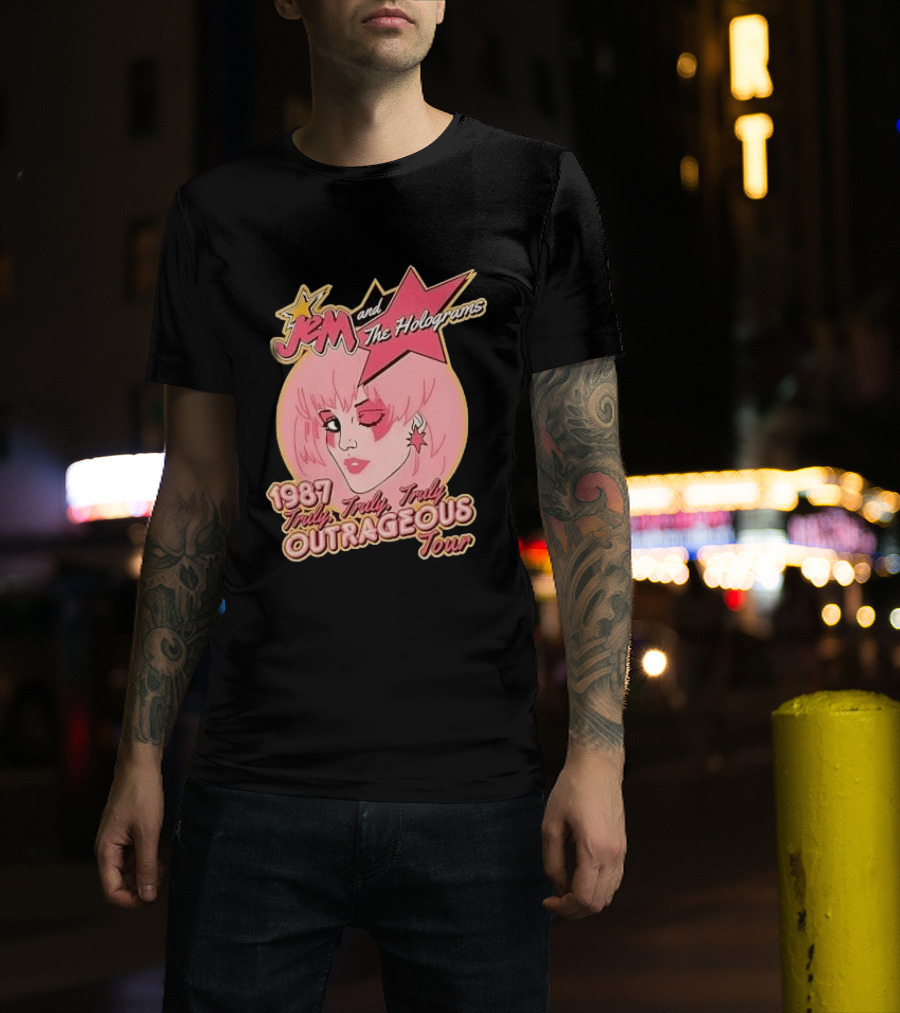 1987 Truly Outrageous Tour Jem And The Holograms Retro Pink Star T-Shirt