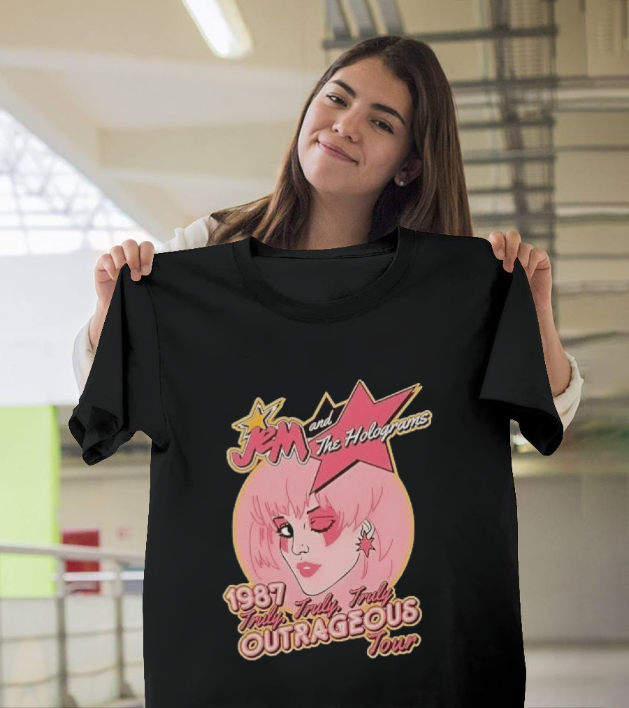 1987 Truly Outrageous Tour Jem And The Holograms Retro Pink Star T-Shirt