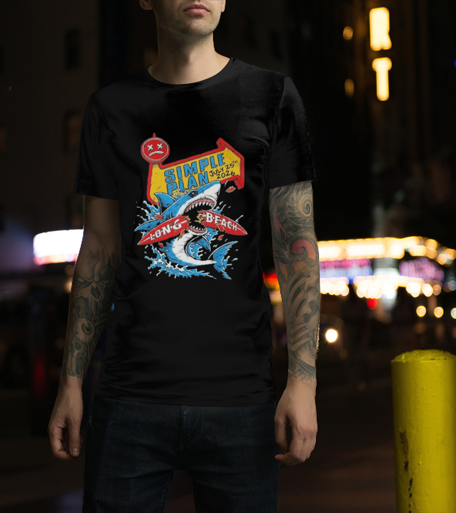 Simple Plan Shark Long Beach July 25 2026 T-Shirt
