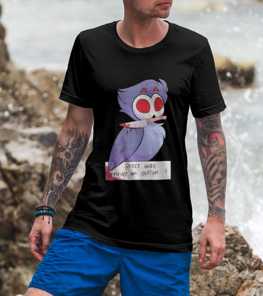 Stolas Helluva Boss Peace Was Never An Option Owl With Knife T-Shirt