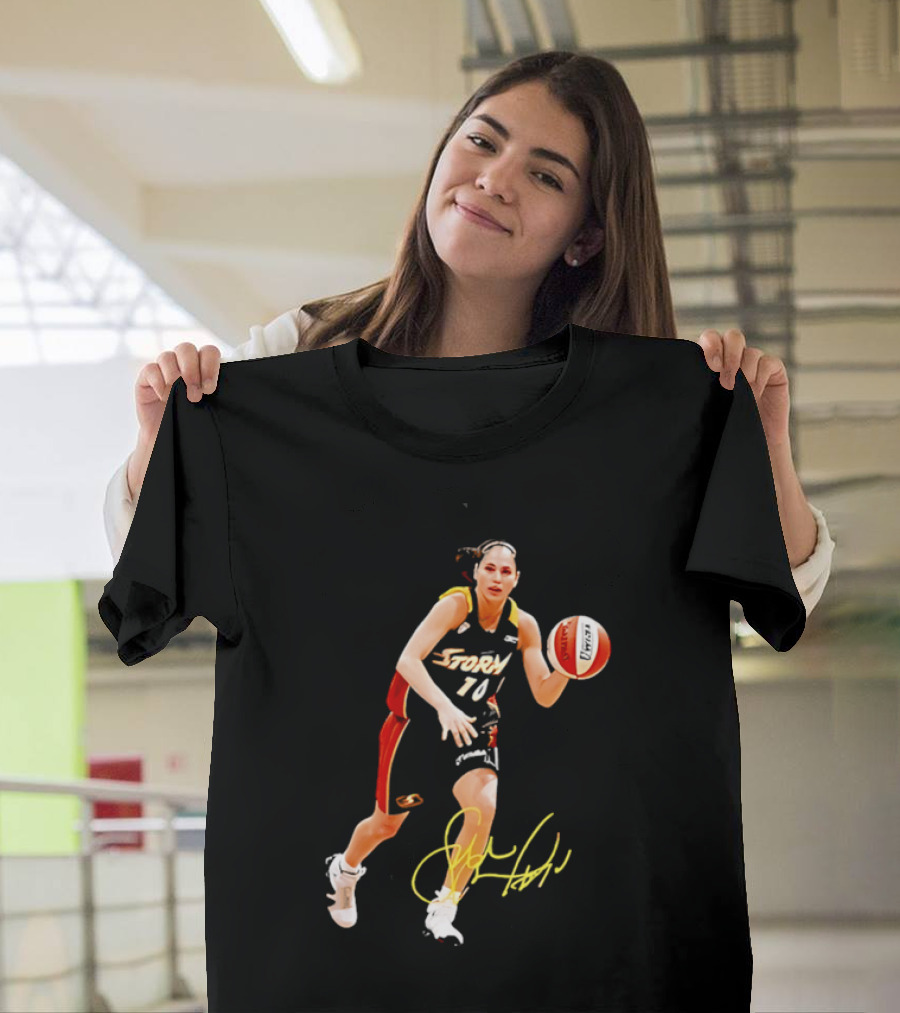 Sue Bird Autograph Seattle Storm Dribbling Basketball 10 T-Shirt