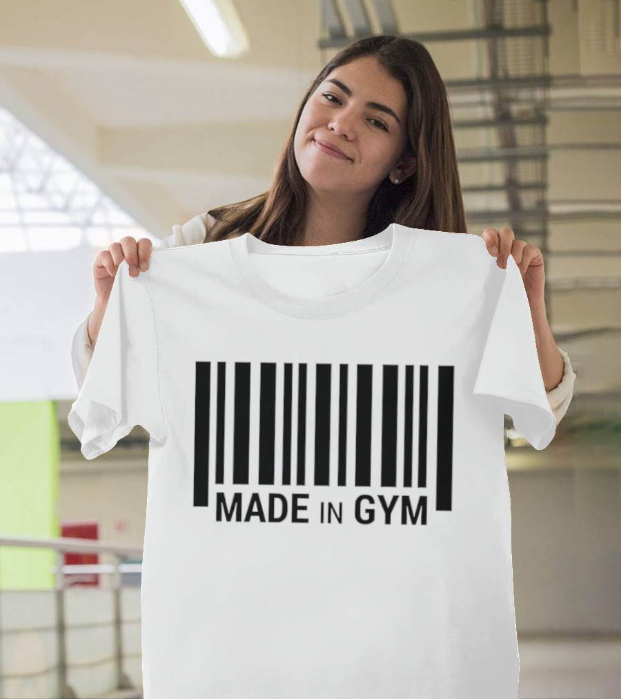 Barcode Made In Gym Fitness Motivational T-Shirt
