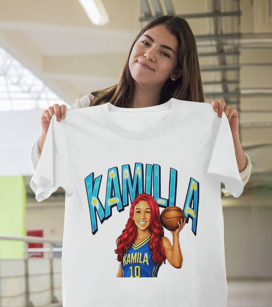 Kamilla Cardoso Basketball Art With Blue And Yellow Jersey T-Shirt