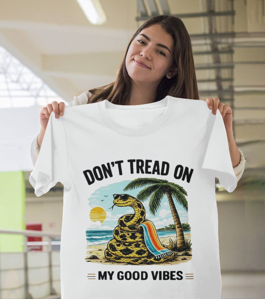 Don't Tread On My Good Vibes Beach Snake Palm Tree Summer T-Shirt