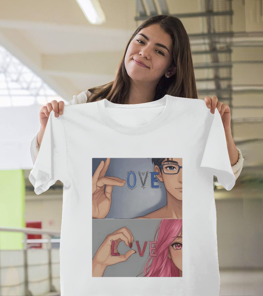 Love Love Anime Couple Hand Gesture T-Shirt
