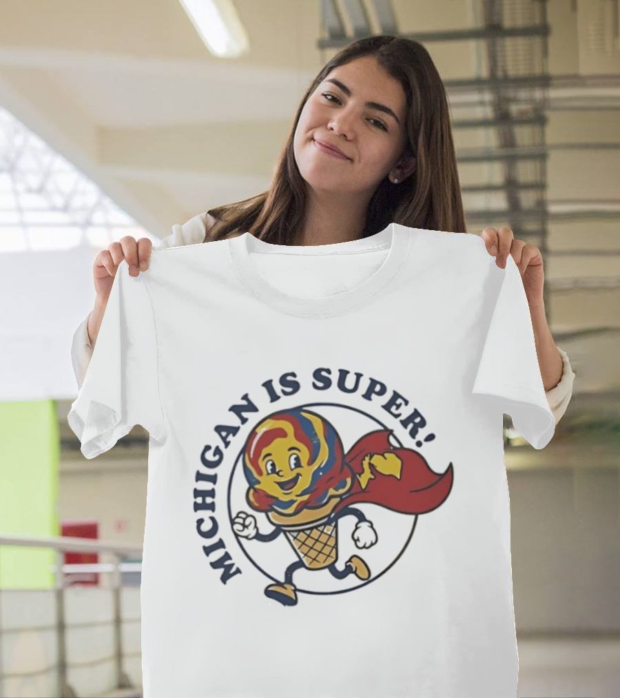 Michigan Is Super Superman Ice Cream Hero Cape Scoops T-Shirt