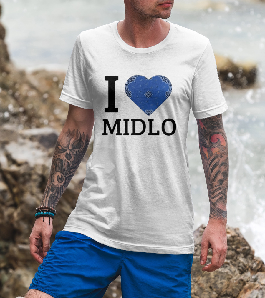 Midlo Love I Heart Blue Bandana T-Shirt