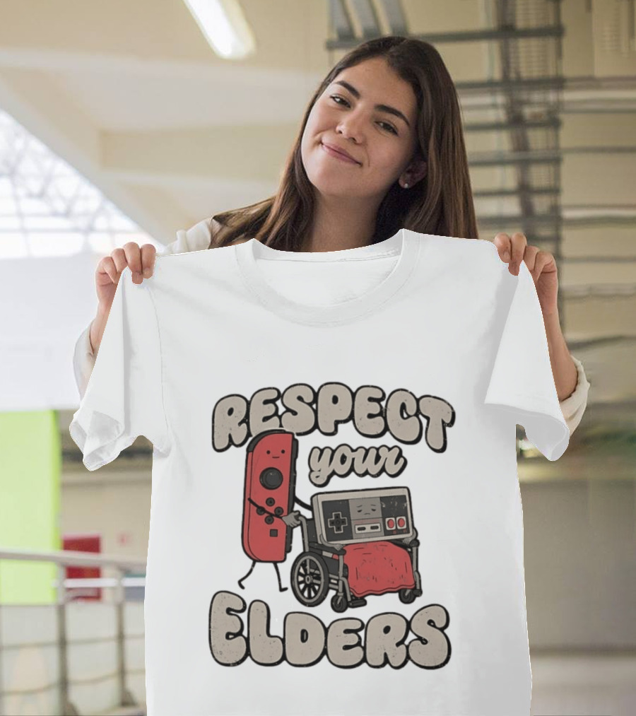 Respect Your Elders Retro Game Console Humor T-Shirt