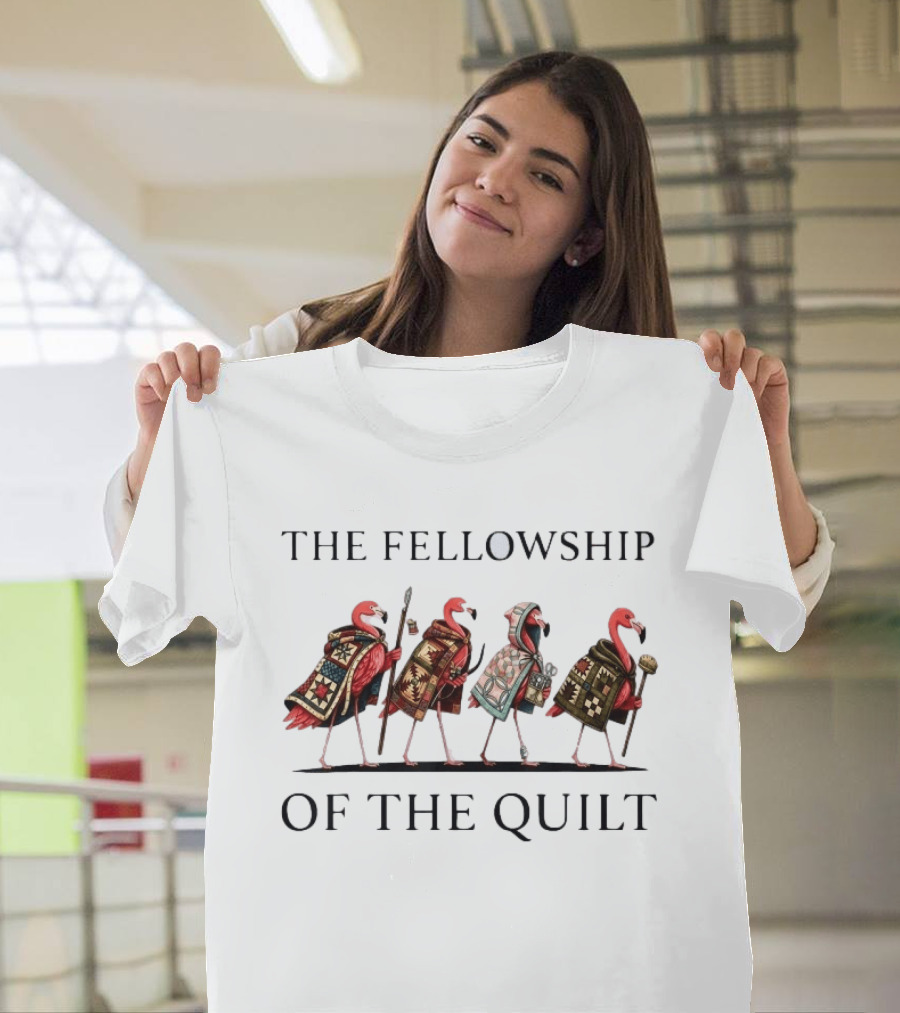 The Fellowship Of The Quilt Flamingo Fantasy T-Shirt
