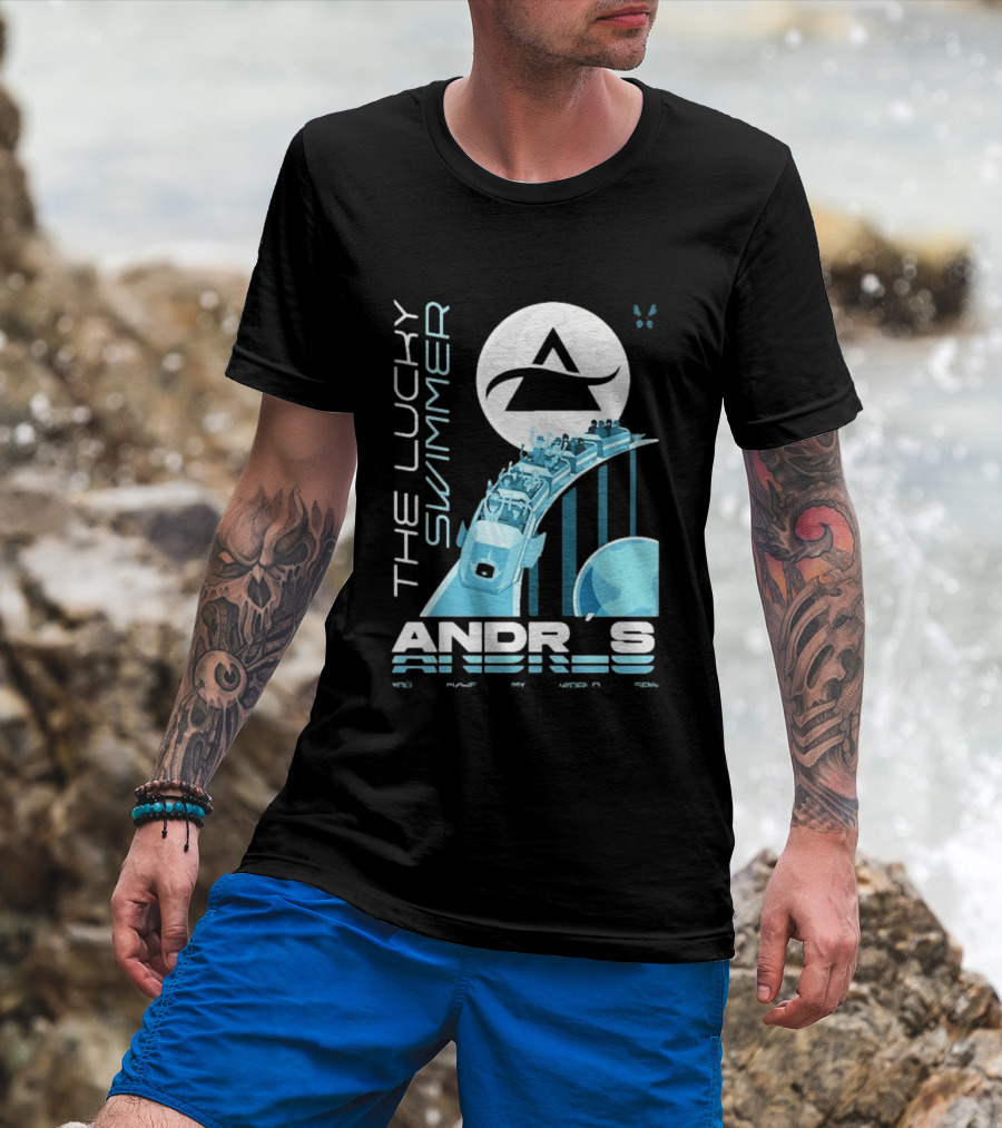 The Lucky Swimmer Andrés Roller Adventure Moon T-Shirt