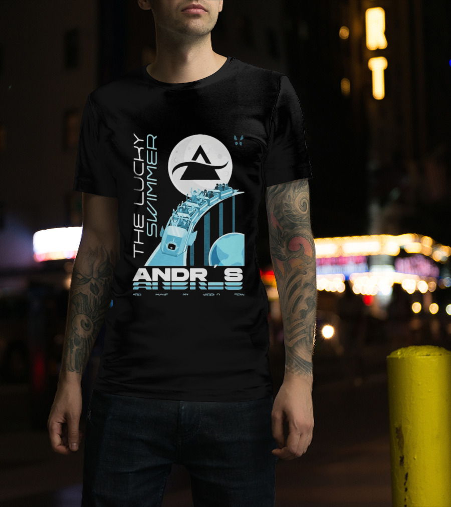 The Lucky Swimmer Andrés Roller Adventure Moon T-Shirt