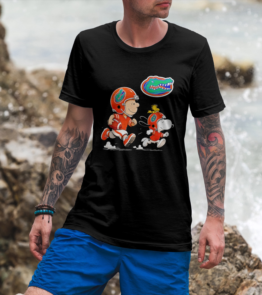 Charlie Brown Snoopy Florida Gators Football Running Kids T-Shirt