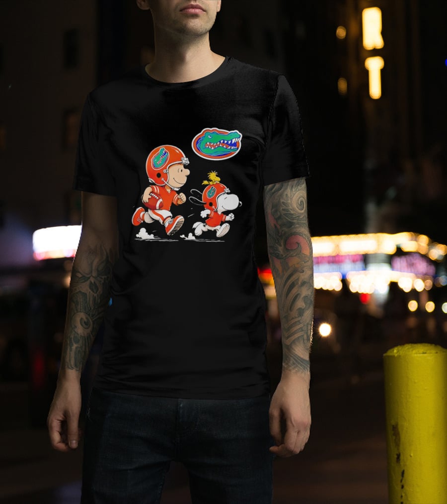 Charlie Brown Snoopy Florida Gators Football Running Kids T-Shirt