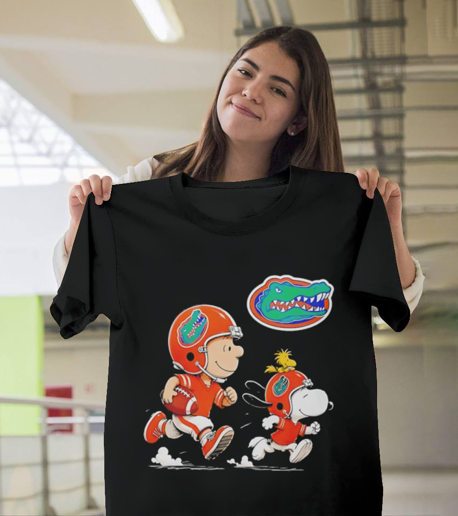 Charlie Brown Snoopy Florida Gators Football Running Kids T-Shirt
