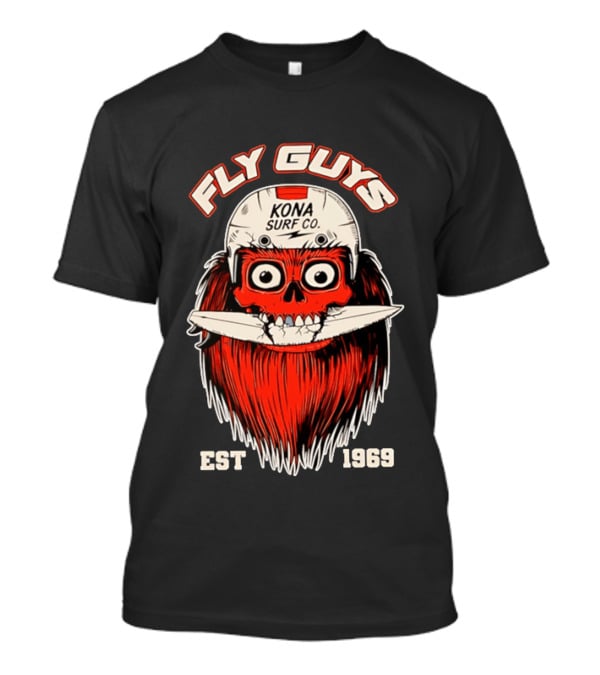 Fly Guys Kona Surf Co Est 1969 Skull Surfboard Helmet T-Shirt