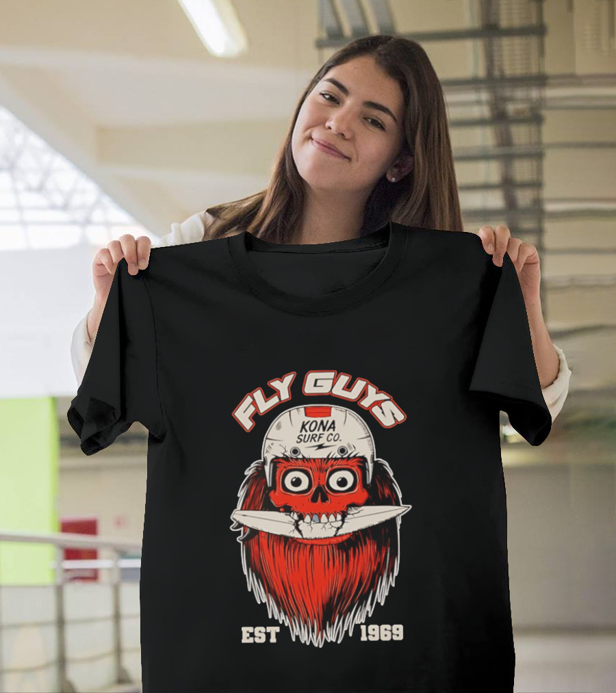 Fly Guys Kona Surf Co Est 1969 Skull Surfboard Helmet T-Shirt